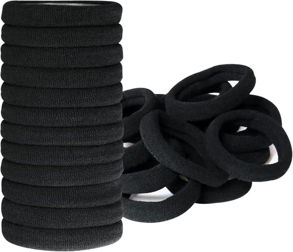 Hårstrikk, 100 stk Tykke Bomulls Hårstrikk uten sømmer, 9 mm Elastisk H