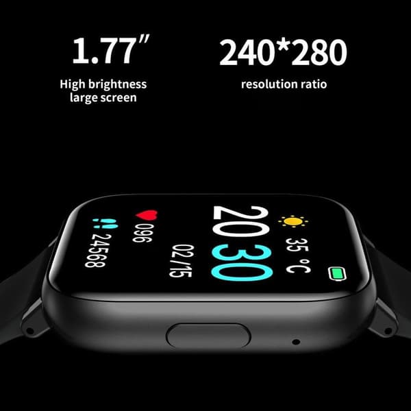 Smartklocka för Män Kvinnor (Svara/Ring Samtal), HD 1.77\" för Android iOS (Svart)