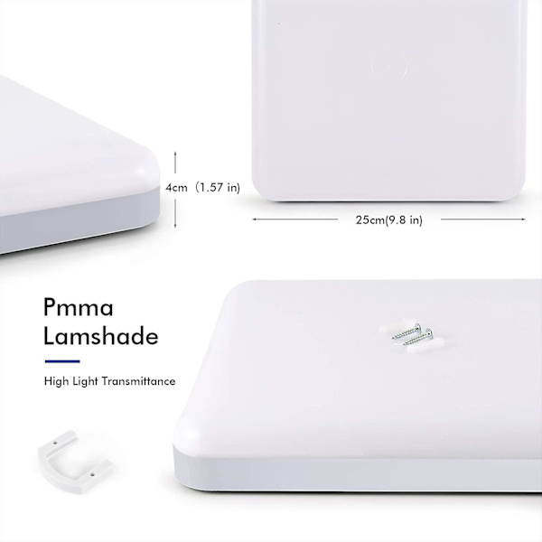 LED-loftslampe 30W Vandtæt IP56 2400LM Koldt Hvid 6500K Nem at Installere Loftslampe til Udendørs, Badeværelse, Kontor, Balkon, Garage 25 * 25 * 4C