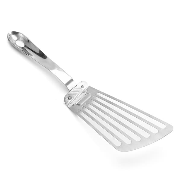 Fiskspatel med riller og blad i rustfritt stål