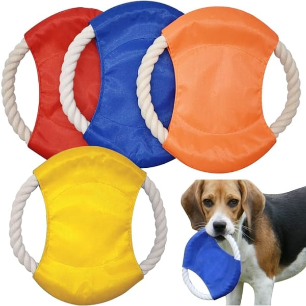 4 kpl koiran frisbeeleluja, koiran frisbee, luonnollinen puuvillaköysi lemmikkieläimelle