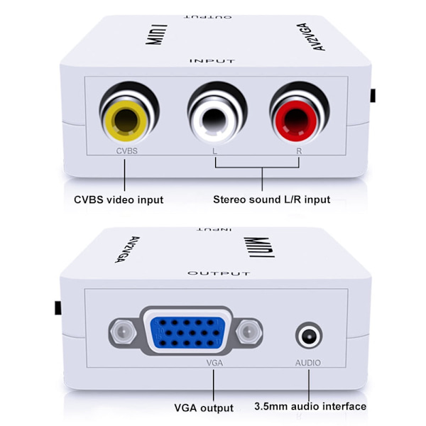Mini AV2VGA videokonverterboks AV RCA CVBS til VGA videokonverter