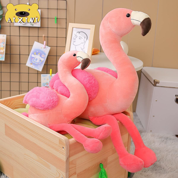 1 mjuk flamingo plyschleksak i rosa