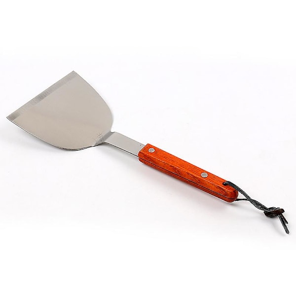 Stor rustfri stål matlagingsspade solid trehåndtak jernplate stekespade kokk kylling kotelett lommetyvspade