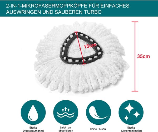 EasyWring & Clean Mop Hoveder - 3 Pak - Ekstra Tykke