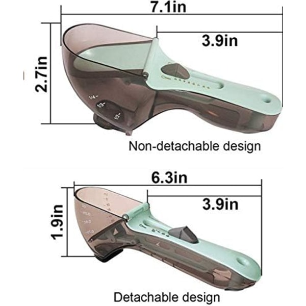 2 kpl/setti Säädettävät Mittalusikat, Suuri Ruokalusikka & Pieni Teelusikka - Metriset ML,OZ ja Kuppi - Magneettiset