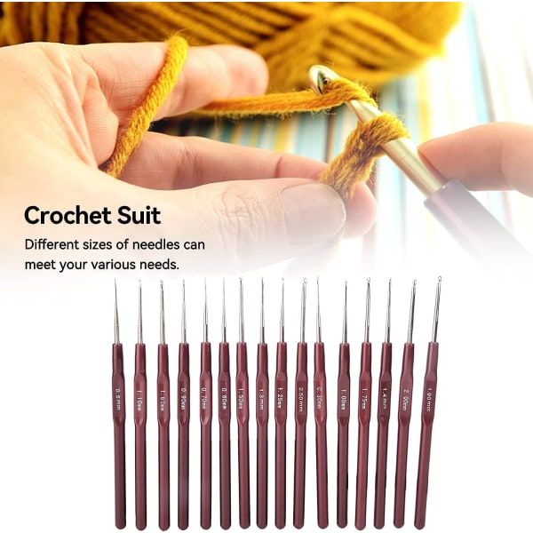 16 piece crochet set, 0.5mm to 2.5mm ergonomic small lace