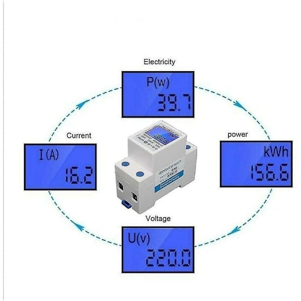 Lcd Digital Elektrisitetsmåler Trefasemåler 3-Fase 4-Trådsmåler