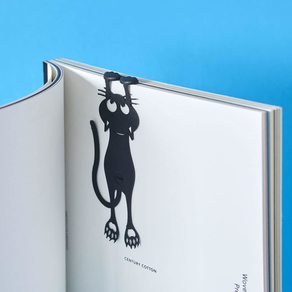 Bokmärk Nyfiken kattfärg Svart i form av en katt 12 cm plast