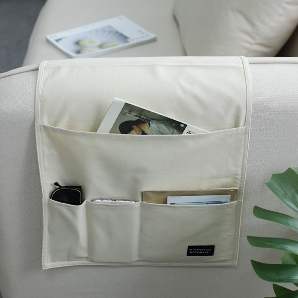 Beige Sofa Armlæn Organizer, Multifunktionel Foldbar Tote Bag