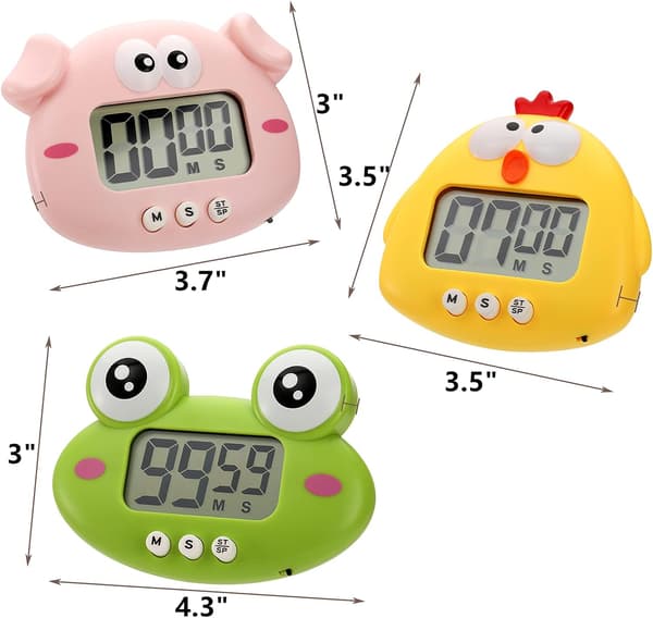 3-pakks Digital Kjøkken Timer, Klasserom Timer for Barn Lærer
