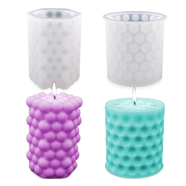 2 stk Boblelysform sylindrisk lys silikonform diy