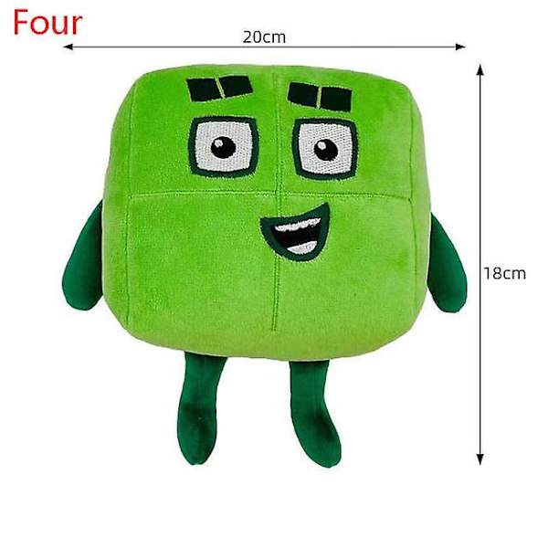 10 stk/sett Numberblocks plysjleker pedagogiske utstoppede tallblokker leker tegneseriefigur utstoppede plysj barn gave fire 18cm