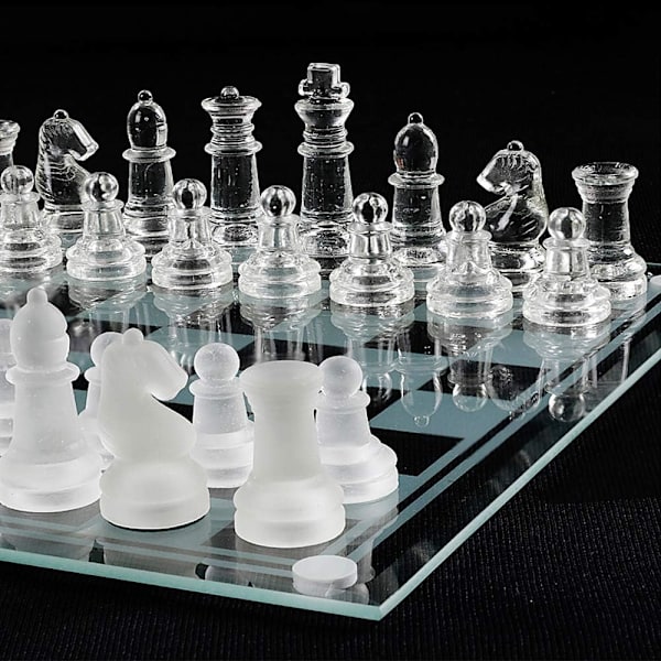 Glas Schackset, Frostat/Polerat Glas Schackset Glas Schack