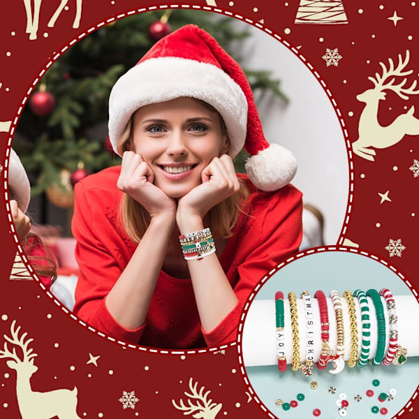 Julklappssats för armband - Vänbandstillverkningssats med guld- och lerpärlor, smycken och armband, charmiga armbandssatser
