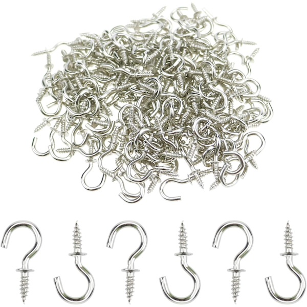 200 silver öppna fårögon skruvkoppkrok frågeteckenkrok