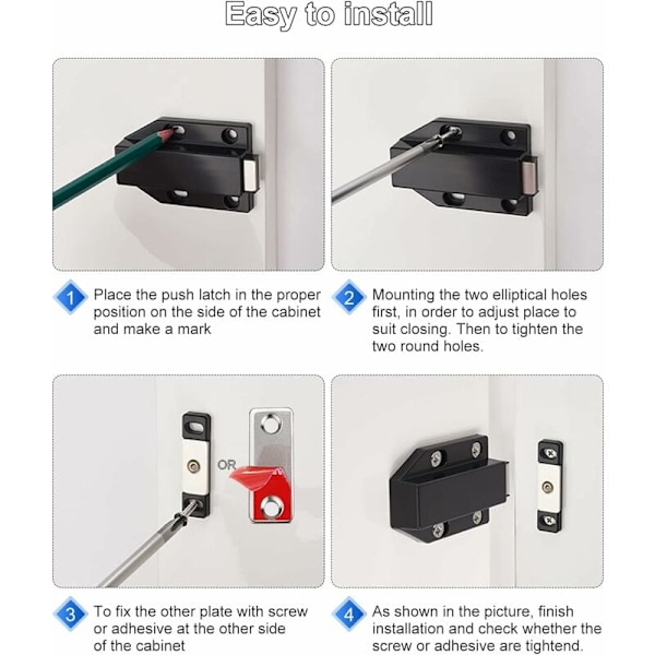 Tryck för att öppna stängningsmagnet Magnetisk spärr Tryck dörrlås 4 stycken
