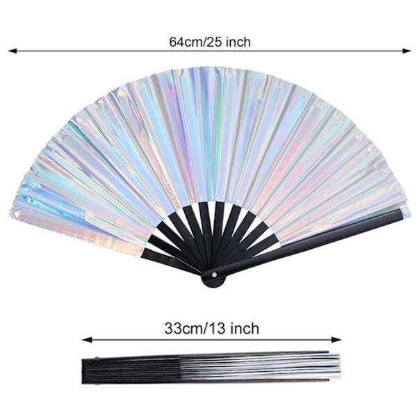 1 Stykke Sølv Laser Foldbar Fan Kung Fu Fan Foldbar Fan