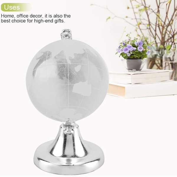 En 3D Kristallkula Globe, mini transparent glaskula, rund