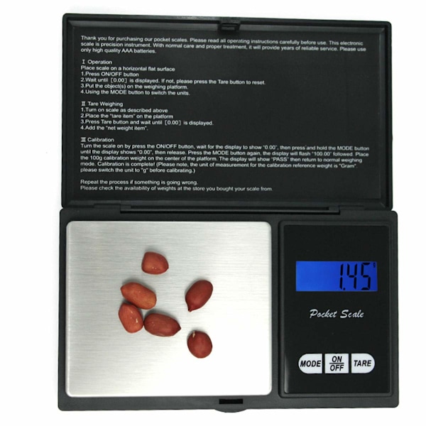 Mini Elektronisk Vægt i Rustfrit Stål 0,01g/500g