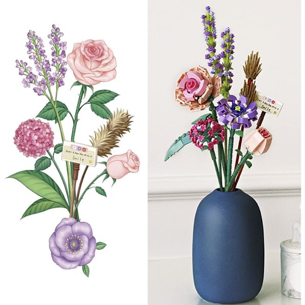 (Utan Vas) Blombukett Byggstenar, 547 Stycken Konstgjorda Blommor
