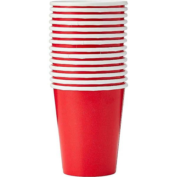 9oz 250ml Papirkopper i Solid Farge (Rød, 20stk) - Elegant Rubyrød Tema