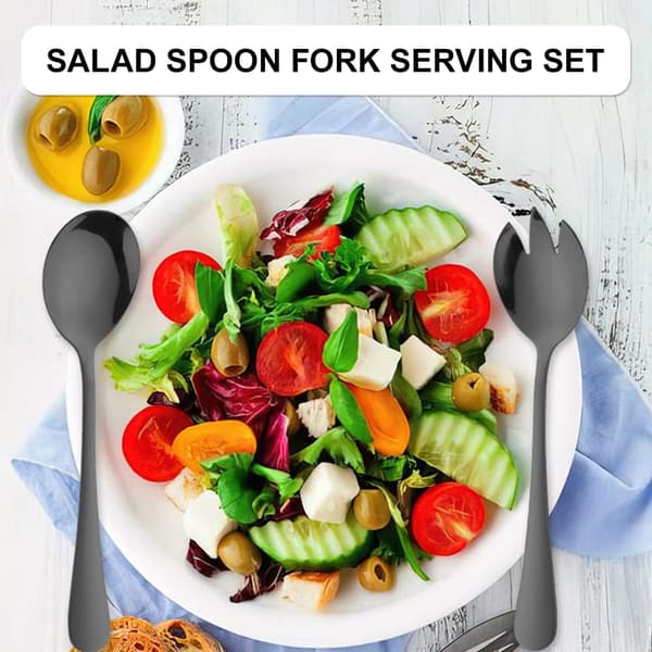 2 Sorte Rustfrie Stål Skeer Salatske Salatskov Portionering