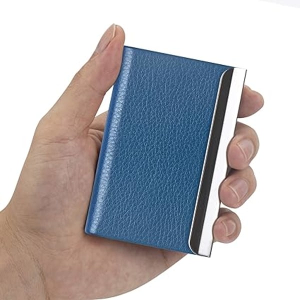 Luksuriøs PU Læder Visitkort Holder, Rustfrit Stål Etui til