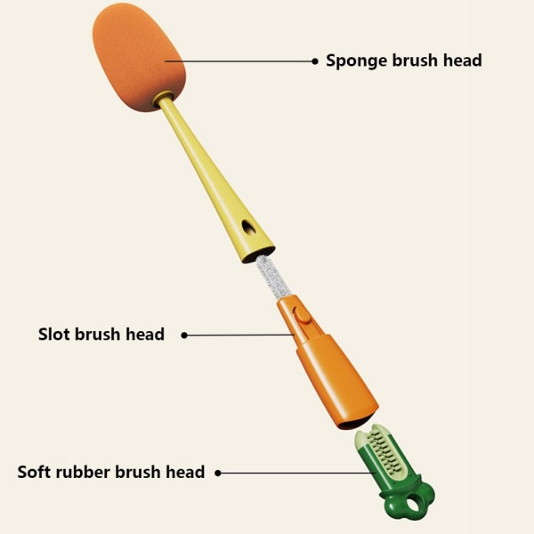 3-in-1 pullonpesun harja ja pesusieni