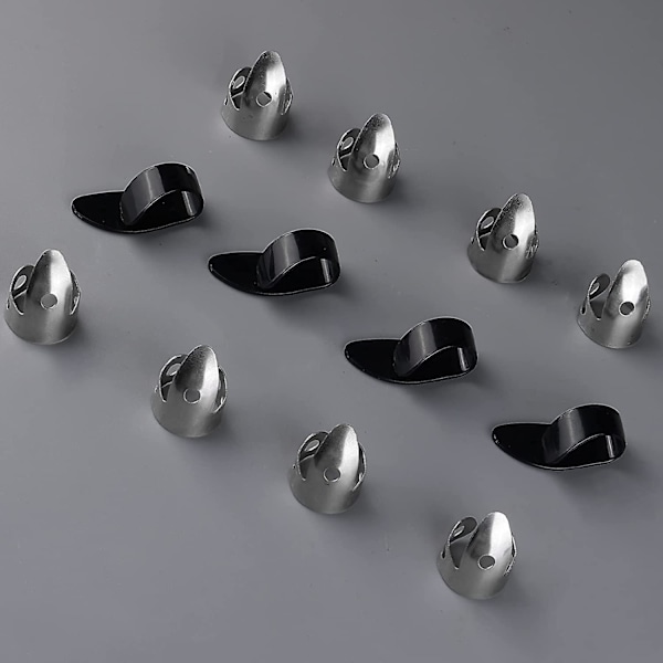 12 ställbara fingerplektrum gitarrplektrum set inklusive 8 st silver rostfritt stål tumfinger och 4 st plast tumplektrum för gitarr