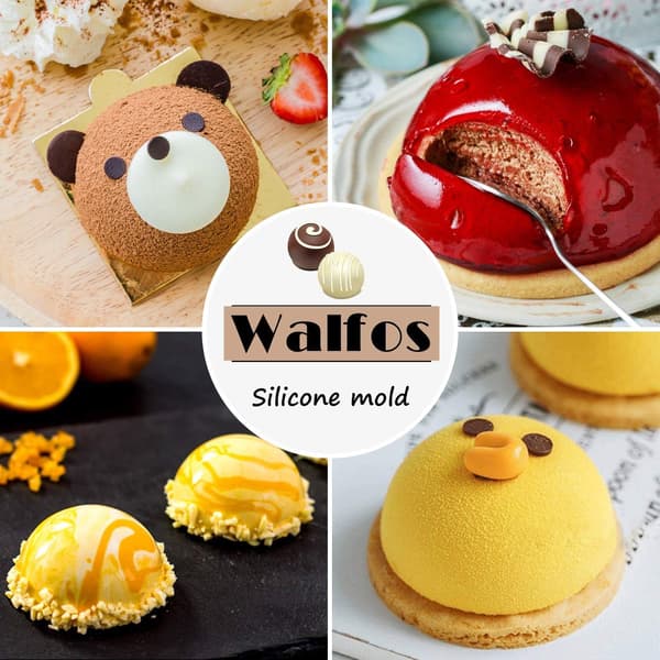 6-Huls Halvkugle Silikonform, 3 Pakker Silikonforme til Kager, Pudding, Slik, Chokolade