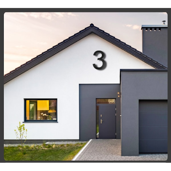 10 tommer Husnummer Plade (2, Sort) Moderne Dørnummer Skilt Plade Zinklegering Husadresse Numre