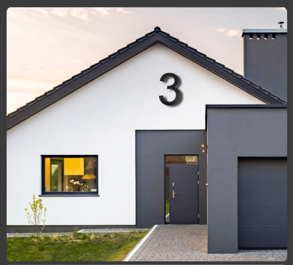 10 tums husnummerskylt (4, Svart) Moderna dörrnummer Skylt Zinklegering Husadressnummer
