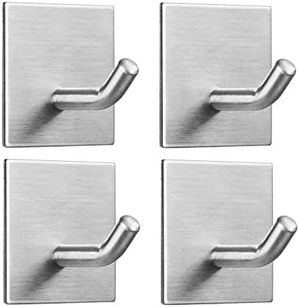 4-pack självhäftande handdukskrokar Silver