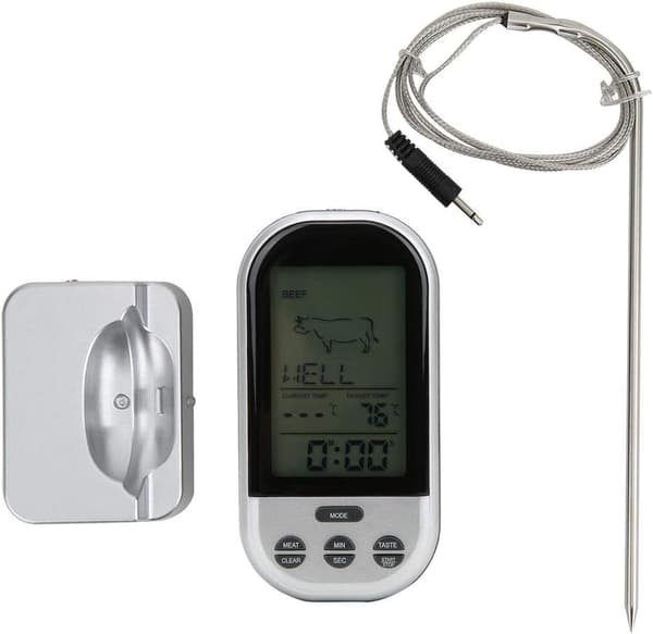 1 stk Trådløst BBQ Termometer Mattermometer med Sonde for