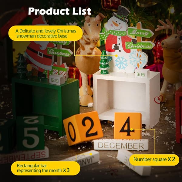 1 Julkalender i trä med ornament, presentförpackad julgåva