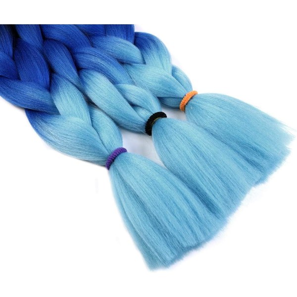 3 st (Blå) Fläthår Extensions 60cm Hårförlängning Fläta Fläthår Syntetiskt Fläthår Meches