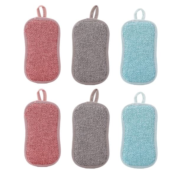 6 mikrofiber dubbelsidiga svampdynor för kök och badrum