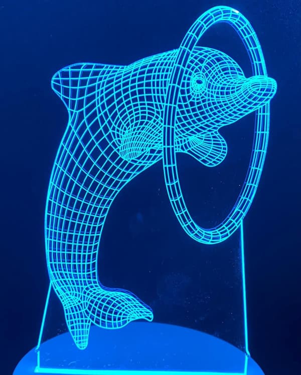 1 stk. 3D Optisk Illusion Natlampe, 7 Farveskiftende LED