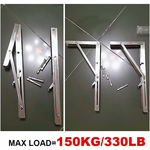 2 Foldable Wall Shelf Brackets, Save Space, Shelf Bracket with St