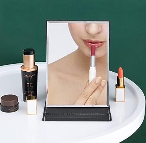 1 sort PU læder makeup spejl 17 * 12.2CM skrivebordsmakeup