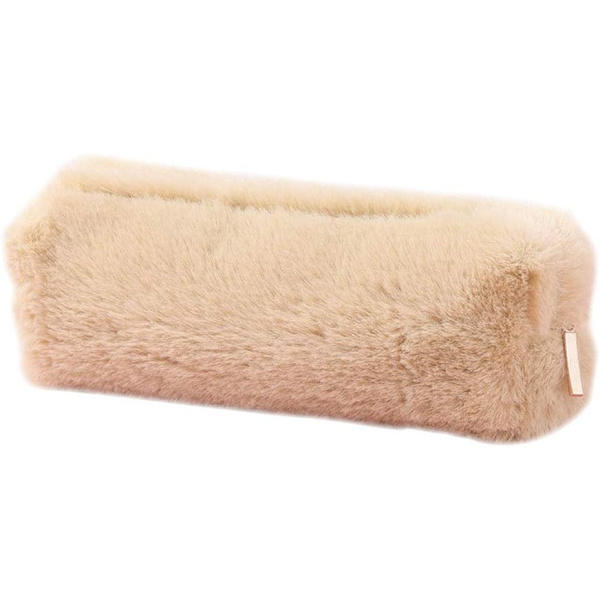 Fluffig Plysch Pennfodral för Kontorsmaterial, Myntplånbok, Sminkväska