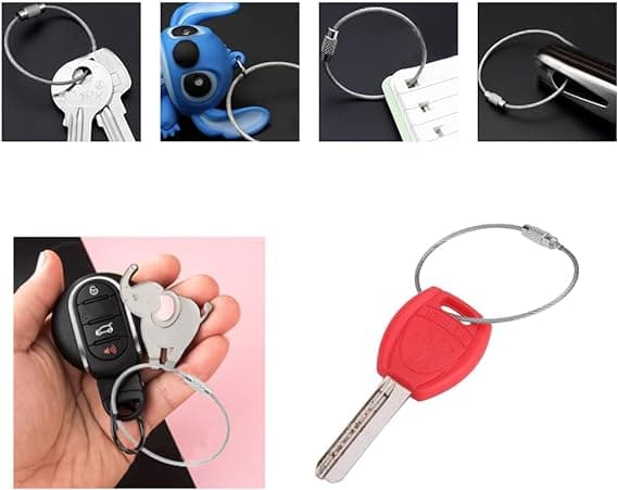 20 stk. Line Nøglering, Rustfrit Stål Ring Nøglering Kabel, Spænde