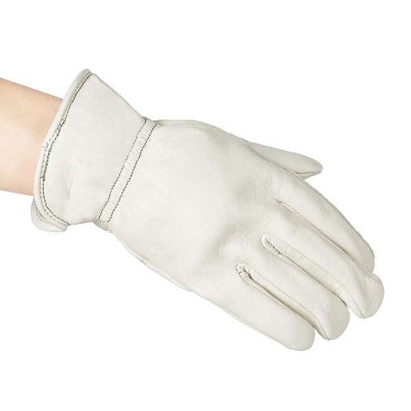 Leather work gloves with elastic back, L - Beige