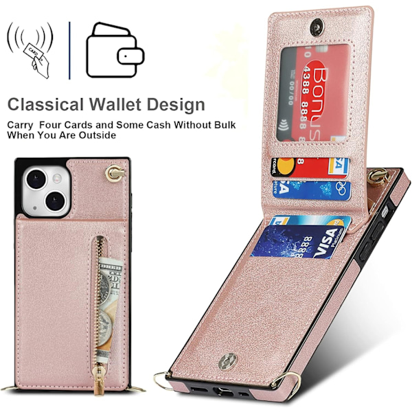 Crossbody Telefonetui til iPhone 13 med Kortlomme til Kvinder, iPhone 13 Etui Tegnebog med Rem Snøre til Mænd