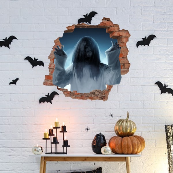 Nye Halloween-vindusklistremerker, store skumle demon-klistremerker for