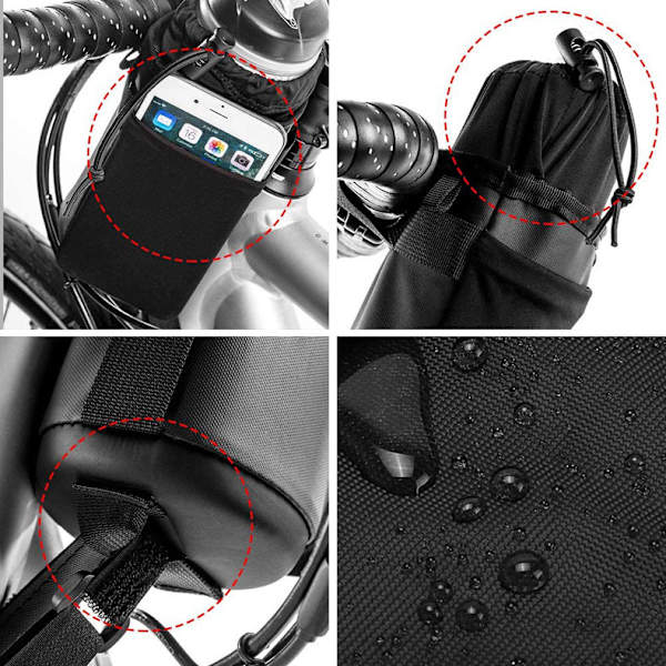 1 sort vandflaskepose, universel cykelflaskeholder med mesh