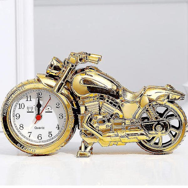 Creative Motorcycle Alarm Clock Table Desk Time Clock Motorbike Gift For Student Gold