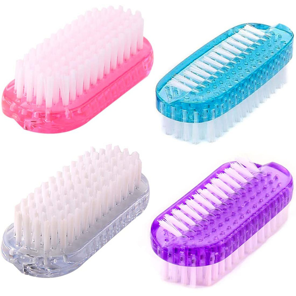 Tvåsidig Nagelrengöringsborste, Nagelscrubberborste, Mjuk Stiv