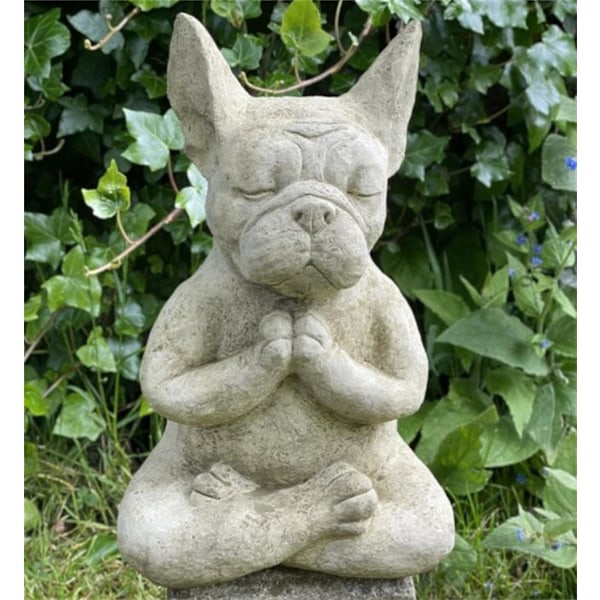 Bulldog Statue, Mediterende Siddende Fransk Bulldog Dekoration, Super Sød Yoga Bede Bulldog Ornament til Have Plæne Hjemmeindretning